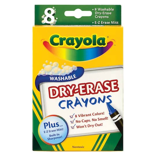 Crayola&#xAE; 8 Color Washable Dry-Erase Crayon Set